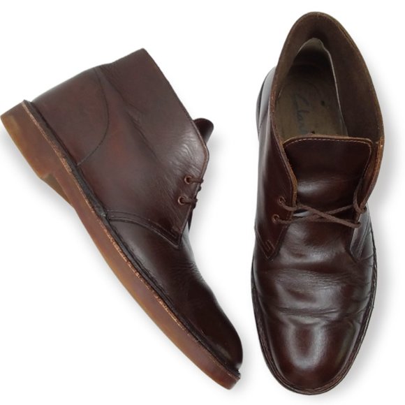 Clarks Desert Chukka Boots Size 10.5M Brown Leather Lace Up Classic main image 8